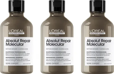 Produktbild von Serie Expert Absolut Repair Molecular Shampoo 3x300 ml