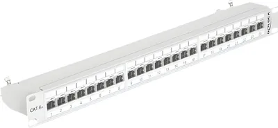Produktbild von DeLOCK 43319, RJ-45, Cat6a, Grau, Metall, Rackeinbau, 1U