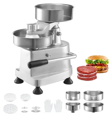 Zdjęcie produktu dla VEVOR Komercyjna prasa do hamburgerów - maszynka do hamburgerów 10 / 13 / 15 cm, z 3 paczkami papieru do hamburgerów, profesjonalna prasa do hamburgerów ze stali nierdzewnej, idealna do hamburgerów Akcesoria do gotowania i grillowania
