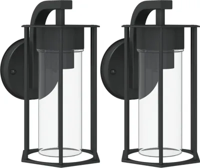 Image de vidaXL Lampes murales d'extérieur 2 pcs. noir acier inoxydable