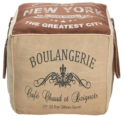 Produktbild von Kobolo Sitzpouf Pouf Sitzwüfel Hocker - BOULANGERIE - aus Canvas - mit Applikationen