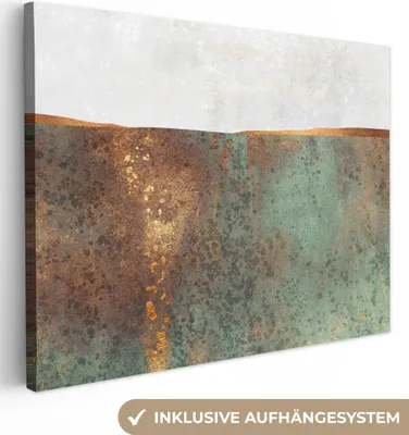 Produktbild von MuchoWow® - Leinwandbilder - Abstrakt - Luxus - Gold, Wandbild, Wanddeko Bilder Wohnzimmer, 80x60 cm