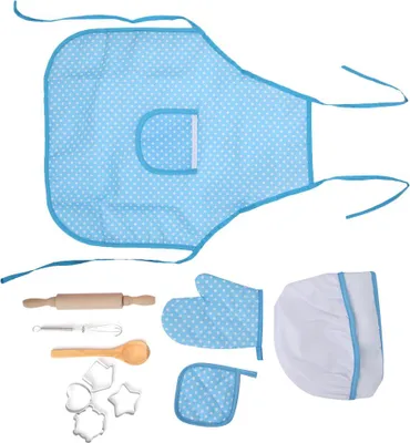 Produktbild von DIY Kid Cooking Baking Set Kitchen Role Play Apron Children Toys GiftBlue Dot