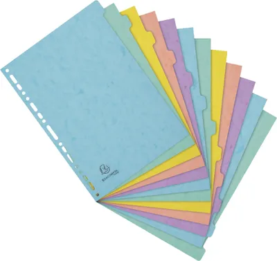 Produktbild von Exacompta 15x Register Karton 400g 12 neutrale Taben A4 Aquarel sortiert 7712E
