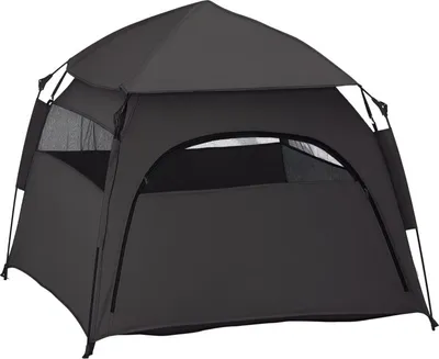 Produktbild von Haustierzelt, Hundezelt, Katzenhaus im Freien, Hundehaus mit Meshfenster, Hunde Tipi Zelt mit Tragetasche, Sonnendach für Hinterhof, Wohnzimmer