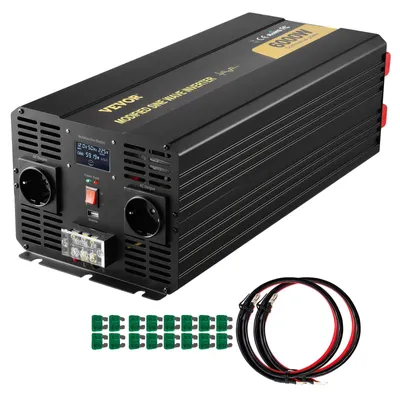 Obrázok produktu pre Menič VEVOR, 6000 W, modifikovaný sínusový menič DC 12 V na AC 230 V s LCD displejom, diaľkovým ovládaním, LED displejom, zásuvkami EÚ, meničom,