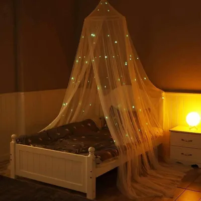 Obrázek produktu pro Moskytiéra pro dvojlůžko – bílá s fluorescenčními hvězdami
