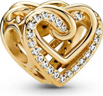 Produktbild von Pandora Charm 769270C01 Sparkling Entwined Hearts 14k gold vergoldet Zirkonia