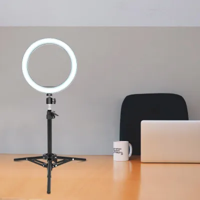 Zdjęcie produktu dla Regulowany statyw oświetleniowy wideo, statyw, 2 sekcje, 50 cm, udźwig 1,5 kg, z uniwersalnym złączem 1/4 cala do kamery z uchwytem na telefon LED