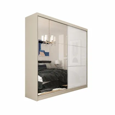 Image de Armoire Vena de 200 cm avec miroir, comprenant 2 portes coulissantes. (Couleur : cachemire, Lacobel blanc), Image générée par une IA