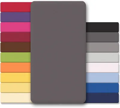 Produktbild von Jersey Spannbettlaken 100% Baumwolle  180 x 200 Spannbetttuch Laken Bettlaken Anthrazit-Grau