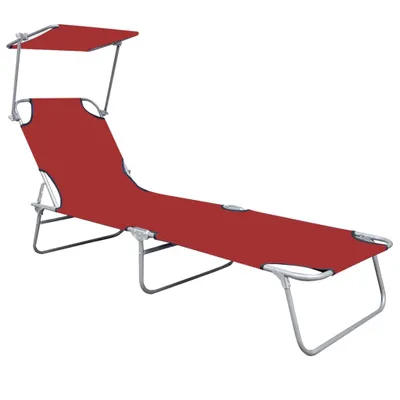 Produktbild von vidaXL Klappliege mit Sonnendach Rot Aluminium