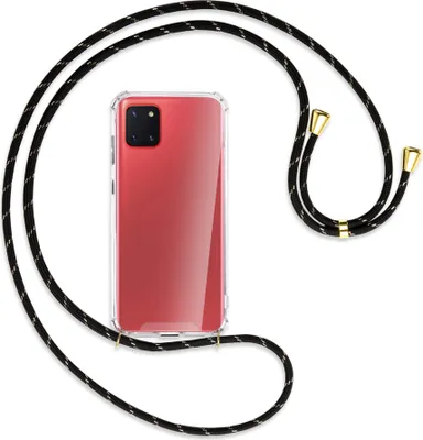 Produktbild von Handykette Backcover-Schutzhülle mit Band (Metall goldfarben) für Samsung Galaxy Note 10 Lite - schwarz/gold