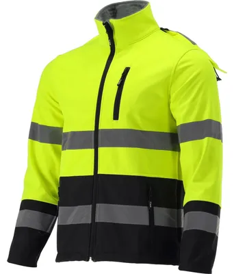 Produktbild von ORIOlUS Warnschutzjacke Softshell Gr L Reflektor Gelb Schwarz Arbeitsjacke Sicht