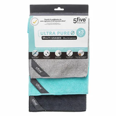 Obrázek produktu pro 5five Simply Smart sada utěrek z mikrovlákna 3 ks, čisticí utěrky, polyester, vícebarevné, 30 x 40 cm, 164767