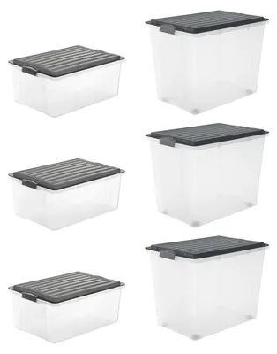 Produktbild von Rotho 2er-Set Aufbewahrungsbox 40L Maloja - Kunststoffbox mit Deckel - Stapelbox 39,5 x 38,0 x 34,0 cm - Plastikbox Ordnungsbox Allzweckkiste