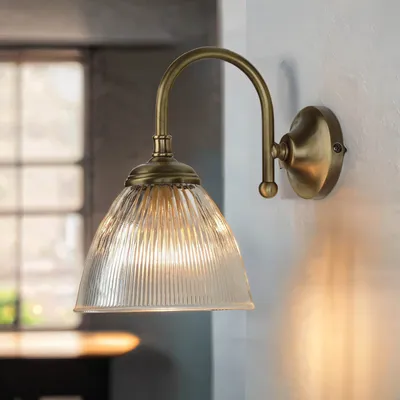 Produktbild von Wandlampe Messing Glas E14 in Bronze elegant Handarbeit Wandleuchte innen