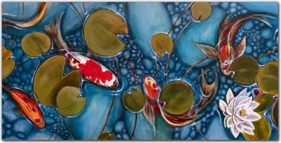 Produktbild von Coloray Bild aus Leinwand 100x50 Leinwand Dekoration - Koi Fischteich