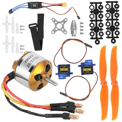 Productafbeelding van RC Vliegtuig Onderdelen - Drone Motor Set - Afstandsbediend Vliegen - Hoge Prestaties Motor - 30A ESC - Zwart