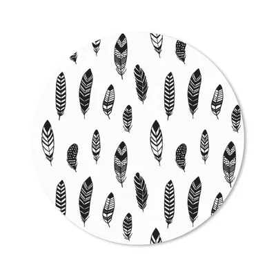 Produktbild von MuchoWow® Mauspad Mousepad Federn - Schwarz und weiß - Muster - Vogel 30x30 cm - Mousepads - Maus Mat - Pad - Mausunterlage - Tischunterlage - Schreibtischmatten