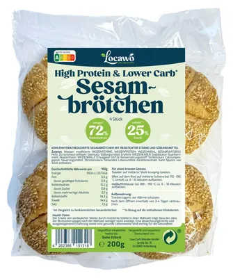 Produktbild von Locawo High Protein Low Carb Sesambrötchen 200g