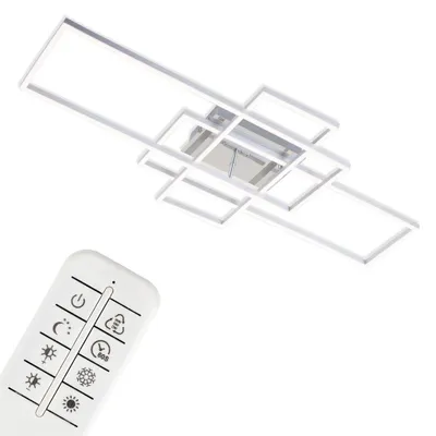 Obrázok produktu pre Stropné svietidlo BRILONER FRAME LED, diaľkové ovládanie, stmievateľné, regulácia teploty farieb CCT, otočné, strieborná farba, 104 x 42 x 10 cm