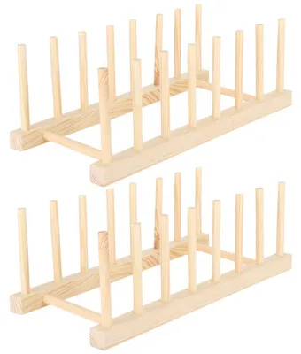 Holz-Geschirrständer, Teller-Trockengestell, 2 Stück, Küchenorganizer