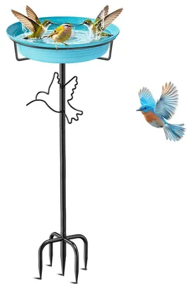 Produktbild von Vogeltränke Vogelbad Futter Schale Stehend Blau Frostsicher Winterfest