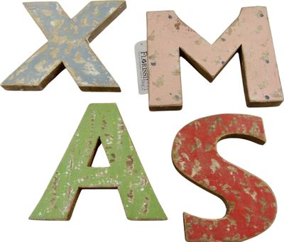 Schriftzug Buchstaben aus Holz XMAS