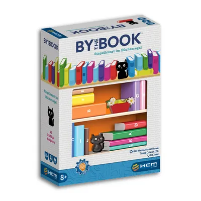 Produktbild von HCM Kinzel - by The Book | Stapelspiel für die Familie | Bringe Bücher ins Gleichgewicht | Staple 12 Bücher & Katze für Balance | Wasserwaage & 40 Challenges | Hochwertige Holzspielsteine | 55205