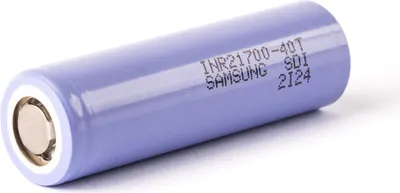 Produktbild von Samsung INR21700-40T 4000mAh Li-Ion-Akku, 3,6V - 3,7V min. 3900mAh typ. 4000mAh maximal 45A Stromabgabe (Flat Top)