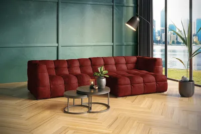 Produktbild von KAWOLA Sofa ROSARIO Ecksofa Velvet bordeaux Recamiere rechts