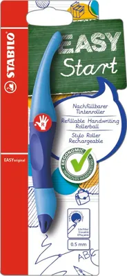 Produktbild von Ergonomischer Tintenroller für Rechtshänder - STABILO EASYoriginal in dunkel-/hellblau - Einzelstift - Schreibfarbe blau (löschbar) - inklusive Patrone