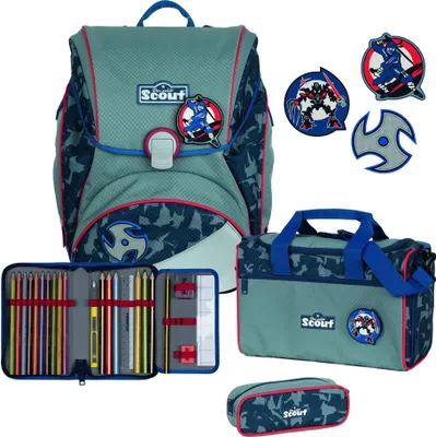 Produktbild von Scout Alpha 4Tlg. Schulranzen-Set Blue Ninja Funny Snaps