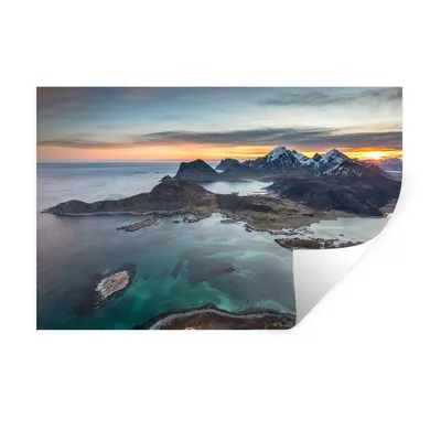 Produktbild von MuchoWow® Wandtattoo Wandsticker Wandaufkleber Fjorde bei Sonnenaufgang in Norwegen 90x60 cm Selbstklebend und Repositionierbar - Aufkleber