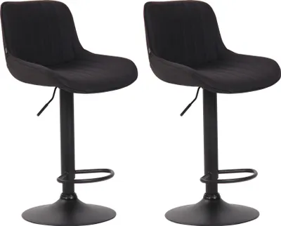 Produktbild von CLP 2er Set Barhocker Lentini Stoff 360° Drehbar Höhenverstellbar schwarz Gestell Farbe schwarz