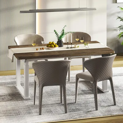 Produktbild von FLEXISPOT Höhenverstellbarer Esstisch 180x80 cm, elektrisch, stabile 4 Beine, bis 150 kg, mit Memory-Funktion, modernes Design für Esszimmer, Braun