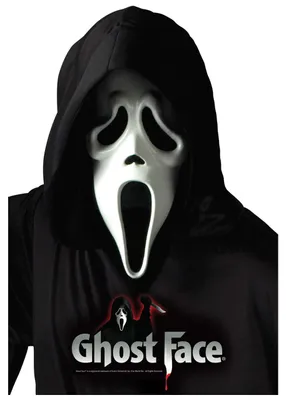 Produktbild von Scream Ghost Face Horrorfilm Maske Schwarz-Weiß Erwachsenengröße mit Kapuze