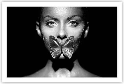 Produktbild von Poster - Poster ohne Rahmen - Frau Schmetterling Mund - 91,5x61 cm - Wand Bild - Wanddeko - Wandbilder - Kunstposter - Wandposter - Bilder - Kunstdruck - Wanddekoration - Wandbild - P2XAA91x61-4637