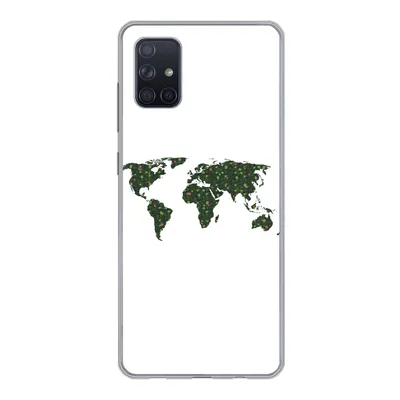 Produktbild von MuchoWow® Handyhülle Schutzhülle Hülle für Samsung Galaxy A71 Weltkarte - Grün - Blätter Silikon Softcase Handy Hülle - Kartenbesitzer