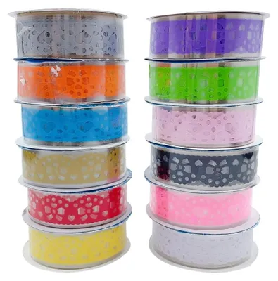 Image de Lot de rubans décoratifs adhésifs – Idéal pour le scrapbooking et les travaux manuels – 12 rouleaux de 100 x 1,5 cm – Assortiment de couleurs