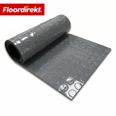 Image de Revêtement de sol en PVC Floordirekt Coin Mirror, aspect monnaie, picots plats, antidérapant et facile d'entretien, pour garage, atelier et entrepôt – gris foncé, 110 x 300 cm