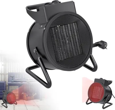Productafbeelding van XMTECH Keramische verwarming, elektrische verwarming met 2 warmtestanden (1500W/3000W), PTC-keramisch verwarmingselement, elektrische verwarming, bouwverwarming voor bouwplaats, garage, werkplaats