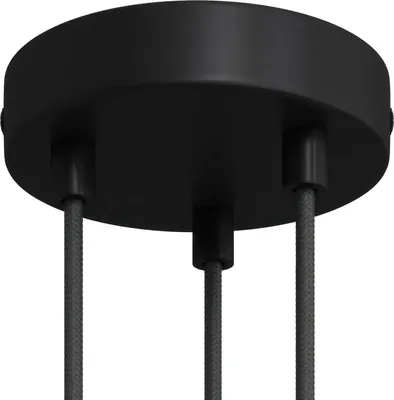 Immagine prodotto di Creative-Cables Kit rosone cilindrico in Metallo a 3 Fori - Cilindrico, Nero