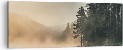 Produktbild von Bild auf Leinwand - Leinwandbild - Einteilig - Nebel See Wald - 140x50cm - Wand Bild - Wanddeko - Wandbilder - Leinwanddruck - Bilder - Wanddekoration - Leinwand bilder - Wandbild - AB140x50-4440