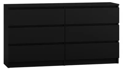 Image de Commode, chambre à coucher couloir, armoire, sideboard, highboard avec 6 tiroirs, largeur 140 cm hauteur 75 | noir