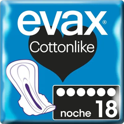 Image de Evax Cotonlike Serviettes hygiéniques de nuit avec ailes 9 unités