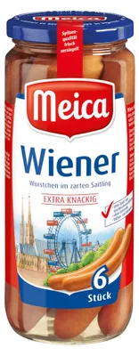 Zdjęcie produktu dla Meica 6 Kiełbaski wiedeńskie delikatna konsystencja ATG 250g słoik 540g