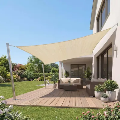 Immagine prodotto di Telo ombreggiante rettangolare, 2x3 metri - Tenda da sole per terrazza - HDPE 180 g/m² - Protezione UV - Permeabile all'acqua - Traspirante - Vela ombreggiante