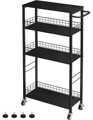 Produktbild von Rollwagen Küchentrolley Badezimmerwagen - Schmal - 4 Ebenen - Schwarz - 41 x 18 x 87 cm